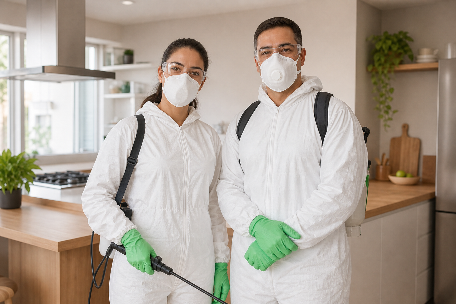 Equipe técnica da Extinset usando equipamentos de proteção